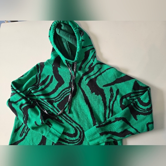 Caryn Vallone Womens Hooded Cotton Sweater Green XS Nwot - Picture 6 of 9